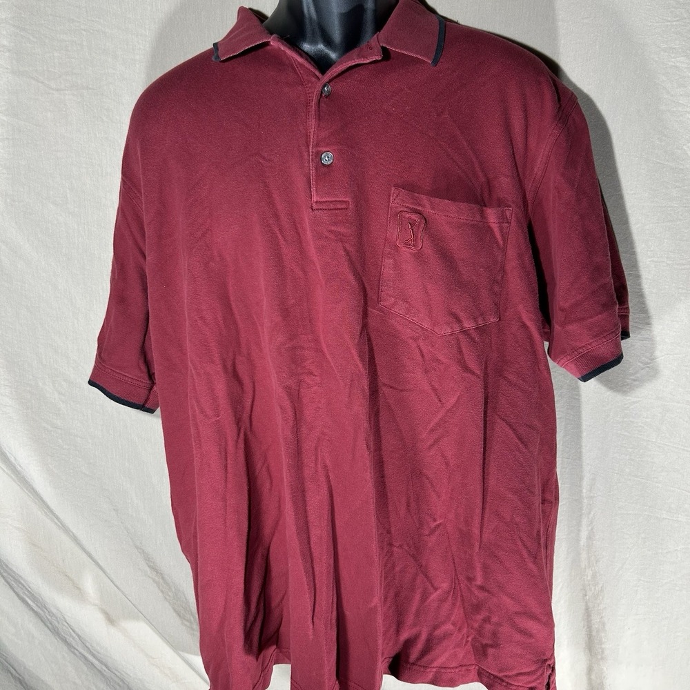 PGA Tour Flex Polo Shirt Men's XL Burgundy Red Short Sleeve Golf